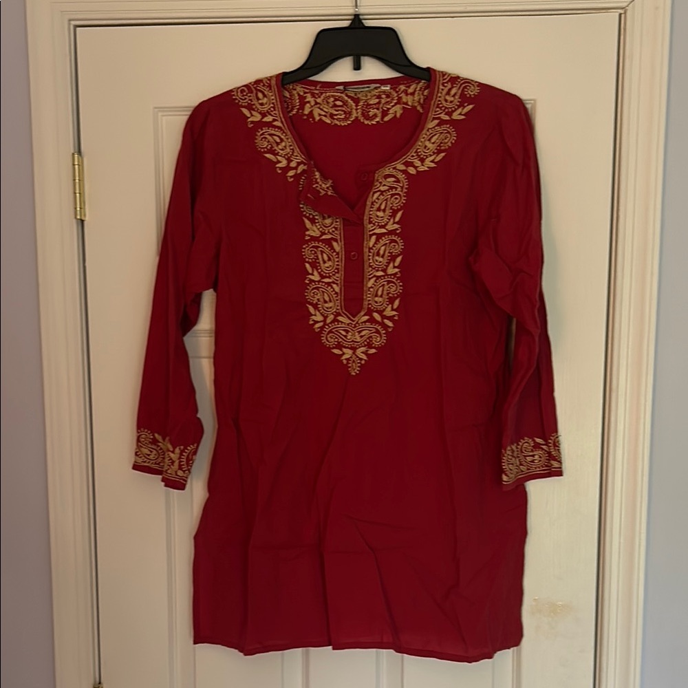 Maroon Tunic with Gold Embroidery